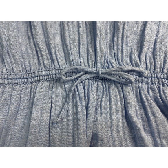 Free People Shirt Small Pacific Dawn Chambray Blue Top We The Free Raw Hem Boho - Picture 6 of 9